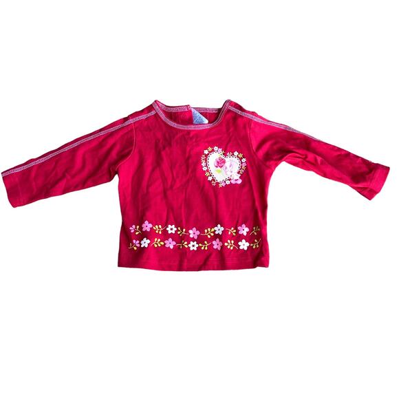 Vintage Baby Looney Tunes Baby Girls Shirt 12M Red Long Sleeve Tweety Bird READ - Picture 1 of 9